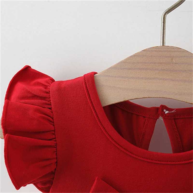 Baby Girl Red Dress Heart Embroidered Mesh Bow Tutu Dress Kids Birthday Party Clothes X250220