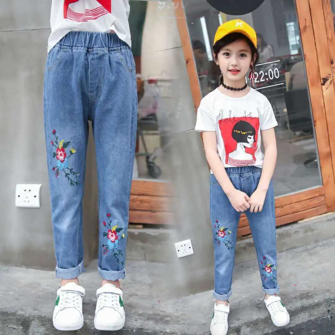 New Girls Fashion Jeans Spring Summer and Autumn Soft Casual Boutique Cotton Kaii Girls Elegant Jean Kids Pants 3-12Y Z250220
