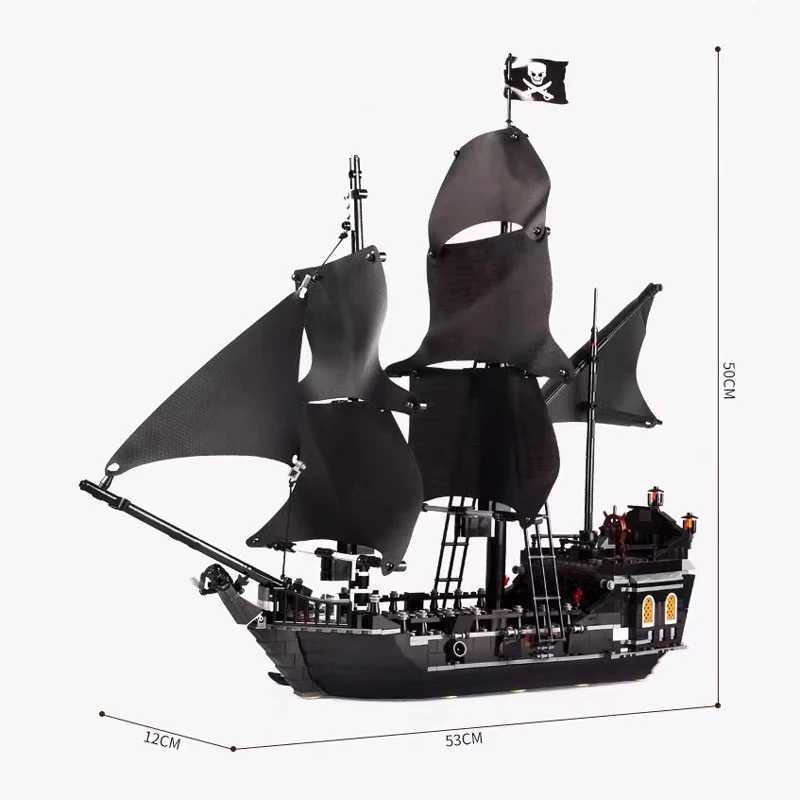 Free shipping Pirates The Black Pearl And Queen Annes Revenge Ship Building Block Model Assemble Bricks Toys Kids Gifts Fit MO