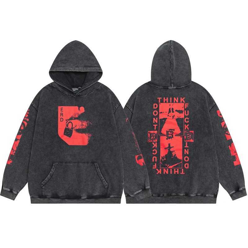 Gothic Vintage Hoodie Skeleton Letter Hoodies Washed Long Sleeve Sweatshirt Male Female Oversize Sweatshirts Strtwear Y2k Coat X250220