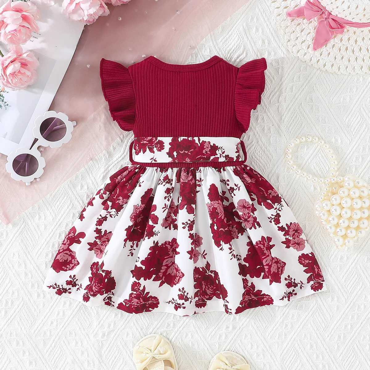 Dress For Kids 3-36 Months Butterfly Sleeve Cute Floral Summer Princess Formal Dresses Ootd For Newborn Baby Girl X250220