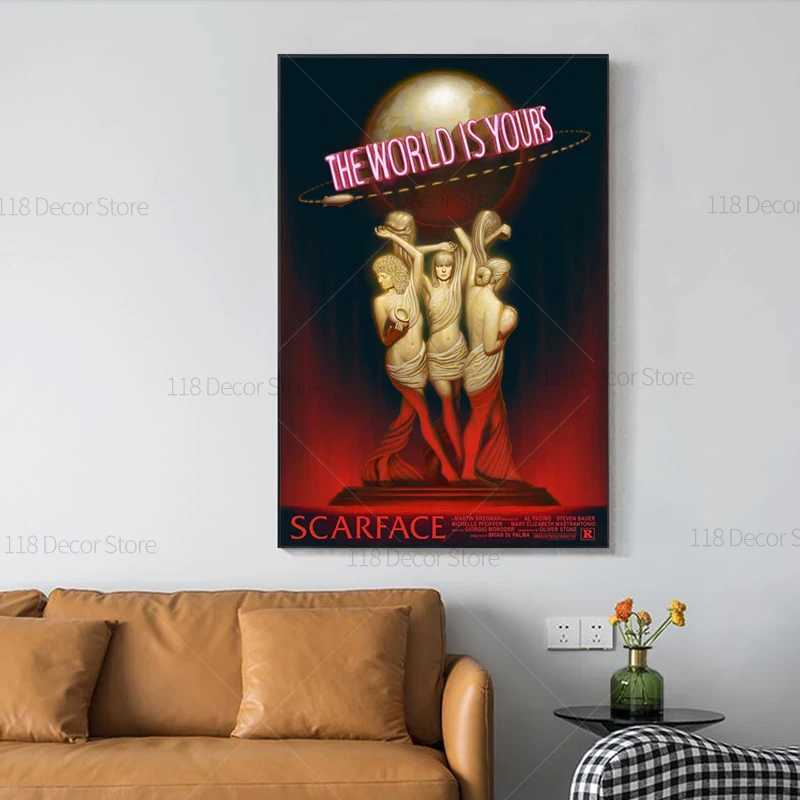 The World Is Yours Scarface Retro Trippy PSYCHEDELIC Oil Painting Posters And Prints On Canvas Wall Art Picture For Living RoomT250221