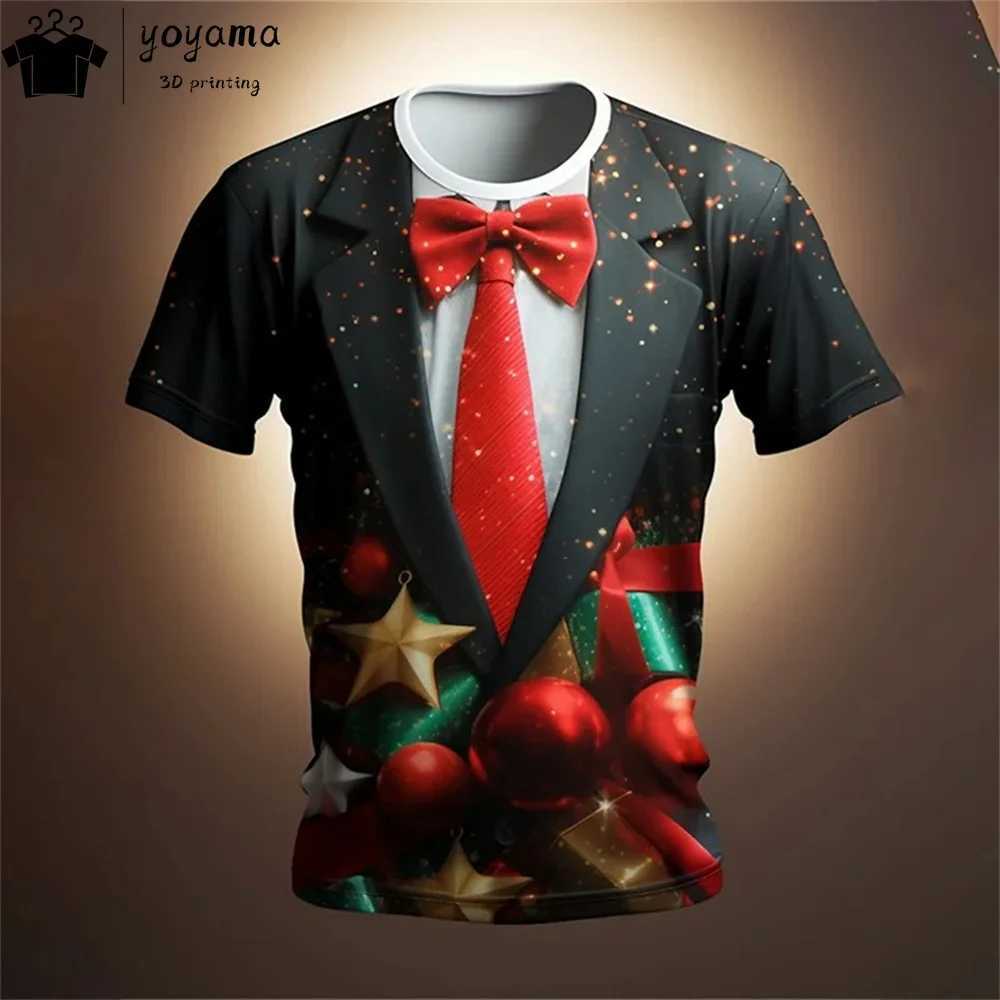 Mens Funny Christmas Printed T-shirtChristmas Graphic T-shirtsShort Sleeve Round Neck T-shirt W250220