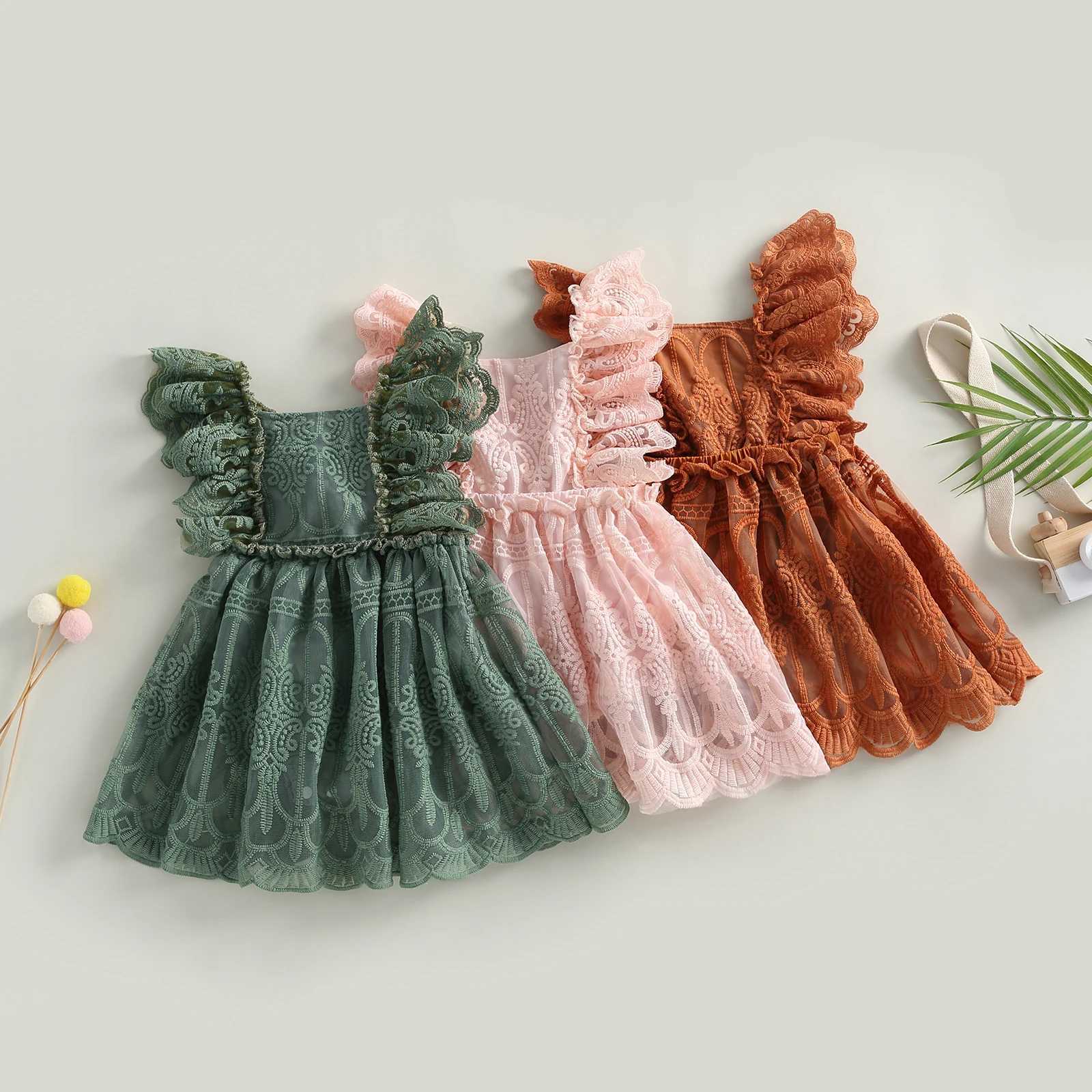Pudcoco newborn baby summer lace jumpsuit pleated sleeves backless solid color baby jumpsuit 0-24M X250220