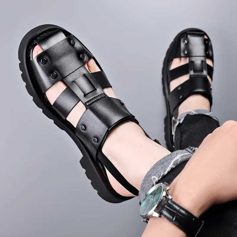 New Arrival Elegant Genuine Leather Men Sandals Luxury Business Casual Shoes Men Non-slip Work Shoes Platform Gladiator Sandals Size 48 T250220