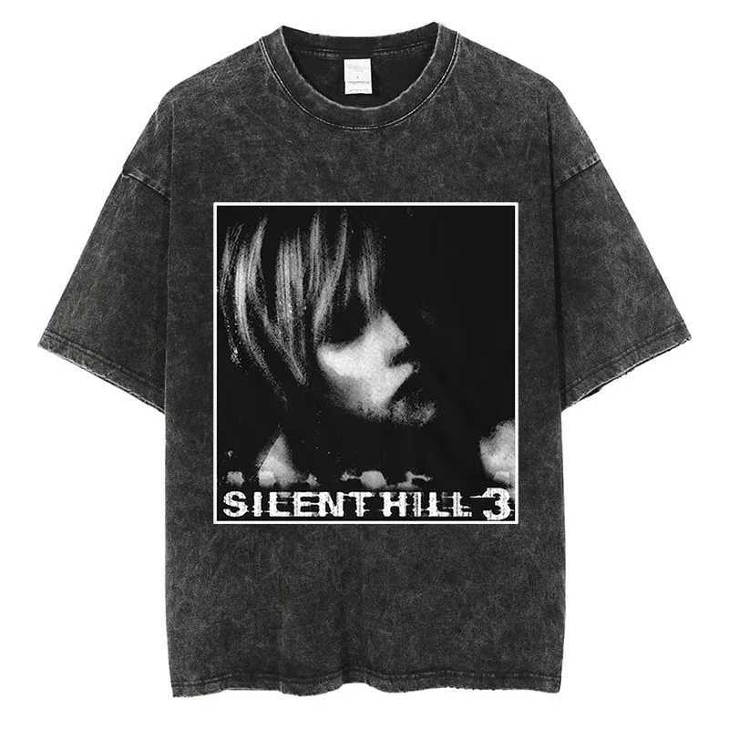 Men's T-Shirts Silent Hill 3 Men Women Washed T Shirt Horror Game T Shirt Short Sleeve O-Neck TShirt Cotton Vintage Casual Large Size Tshirt 2 z2