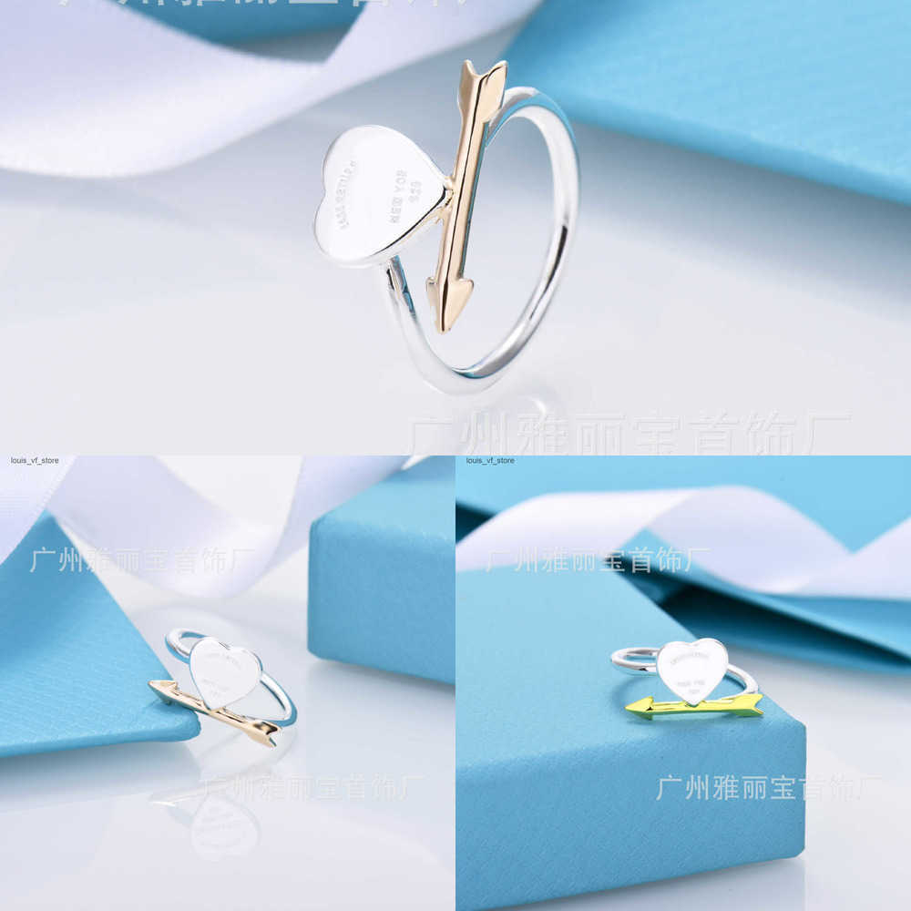 Cluster Rings High end new heart-shaped arrow ring womens white copper plated color separation 18K real gold personalized versatile high-end ring H250