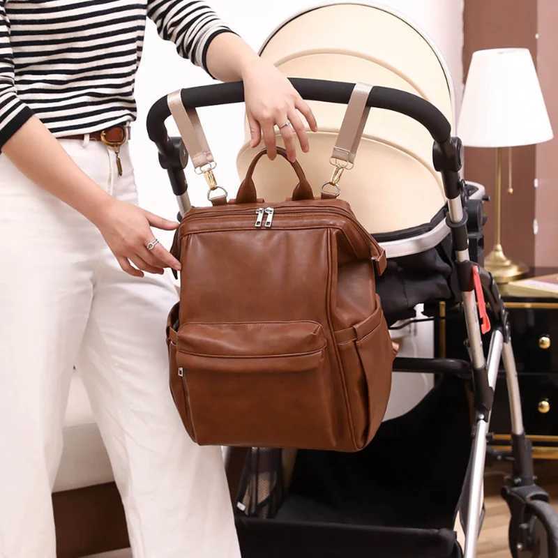 PU Leather Diaper Bag Backpack Waterproof Maternity Bag for Stroller Baby Mummy Bags PU Nappy Bag Large Capacity Bottle bag X250220