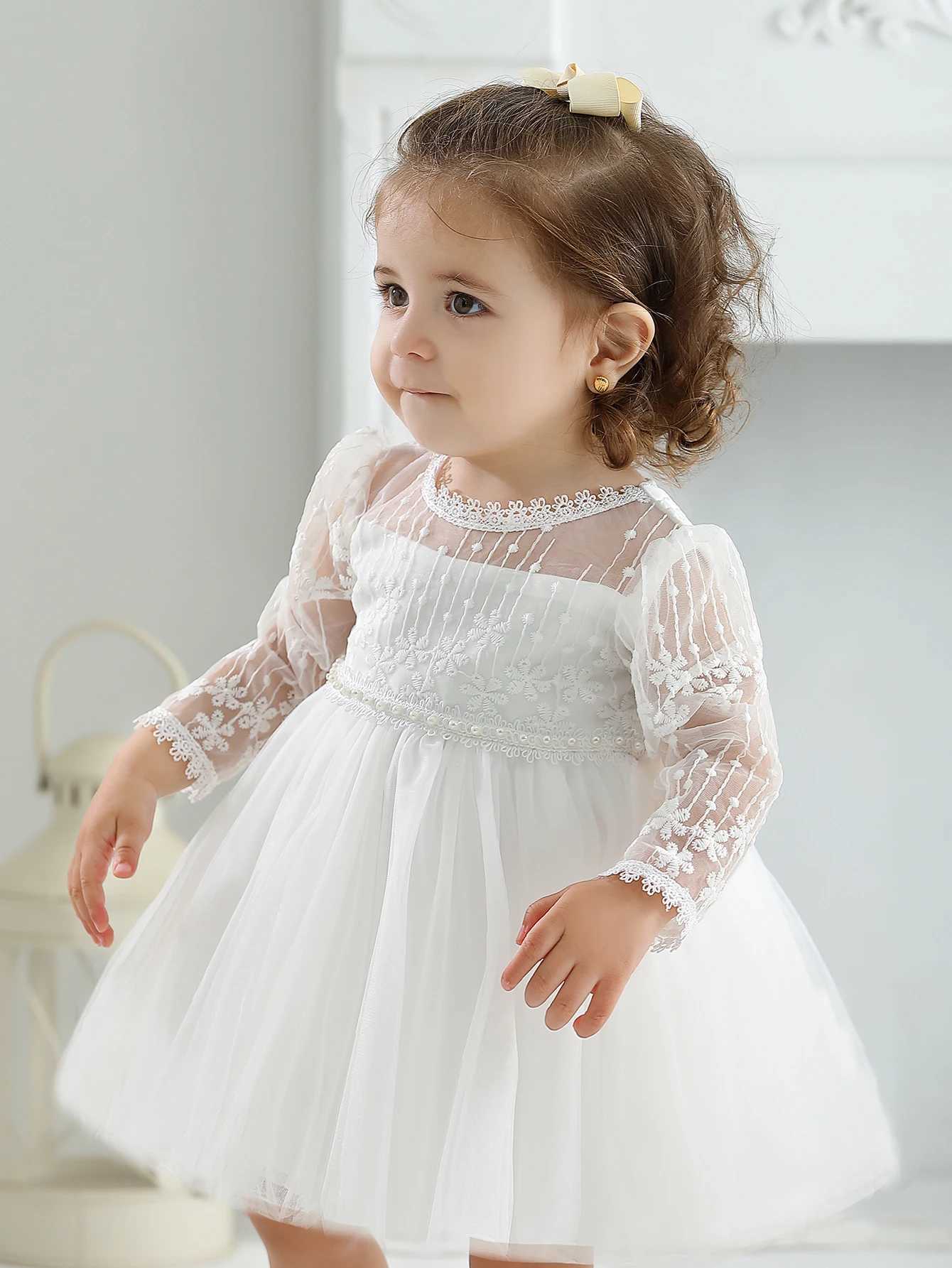 Baby Christening Stuff Dress Baby Dress Girls Party Birthday Wedding Princess White Dresses for Woman X250220