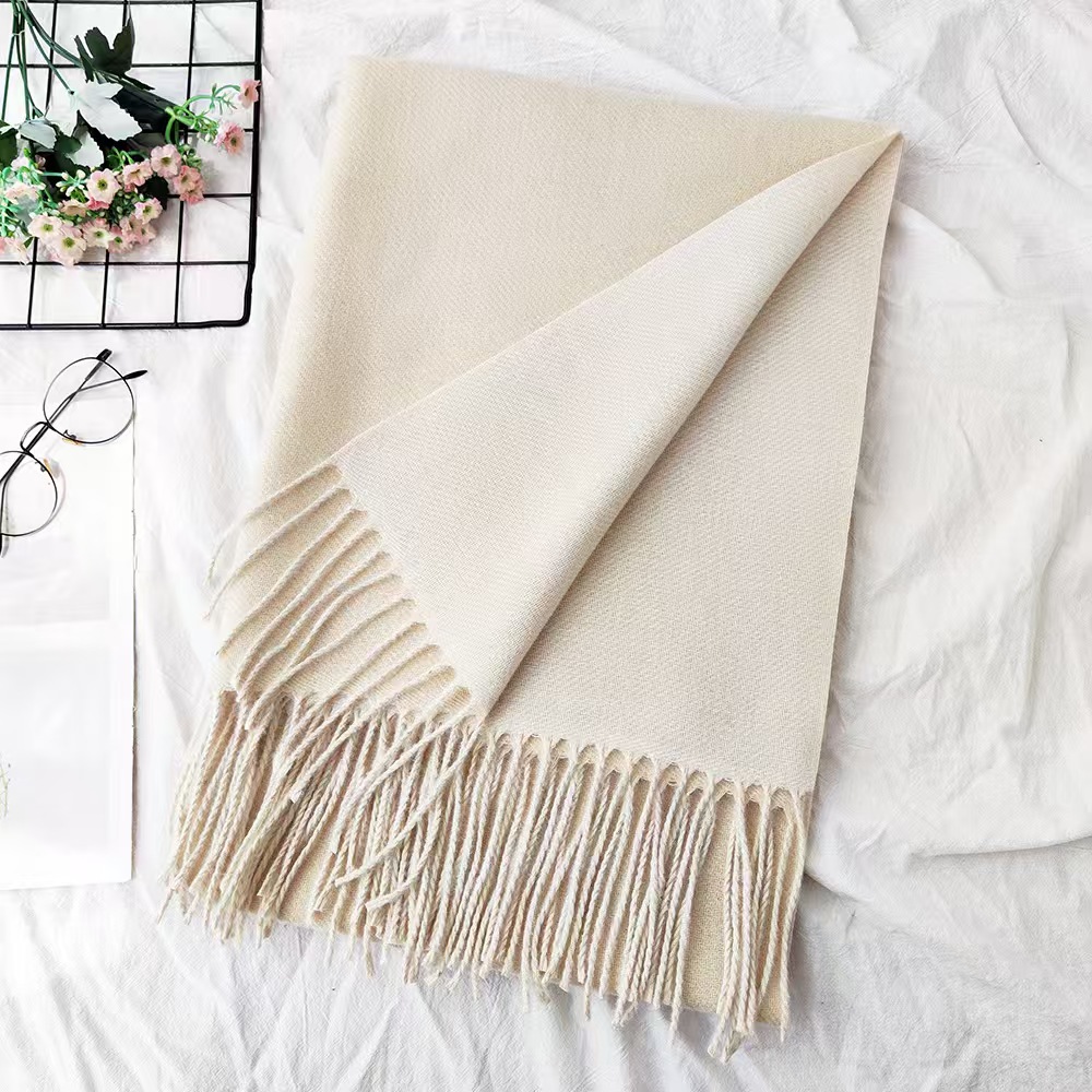 T146 thickened solid color double-sided cashmere scarf autumn and winter atmosphere female high-end versatile men's neck warm shawl