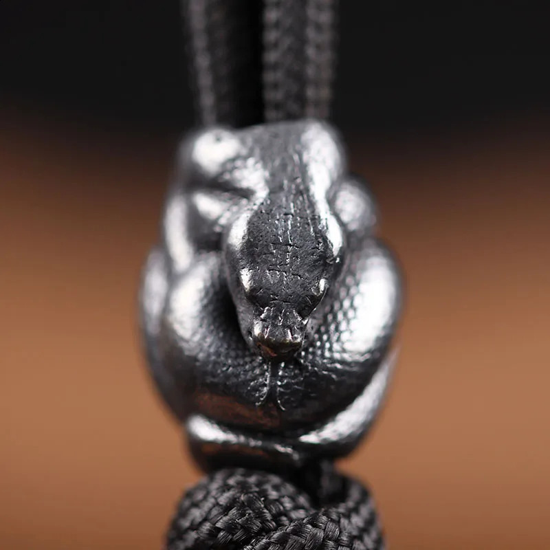 Python Snake Brass Knife Beads DIY EDC Outdoor Umbrella Rope Woven Lanyard Punk Paracord Bracelets Pendants Jewelry Accessories 250213