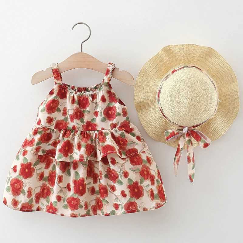 2 baby girls summer new dress sweet and cute floral skirt 0-4 years old Girls Casual and Fashionable Sleeveless Dress X250220