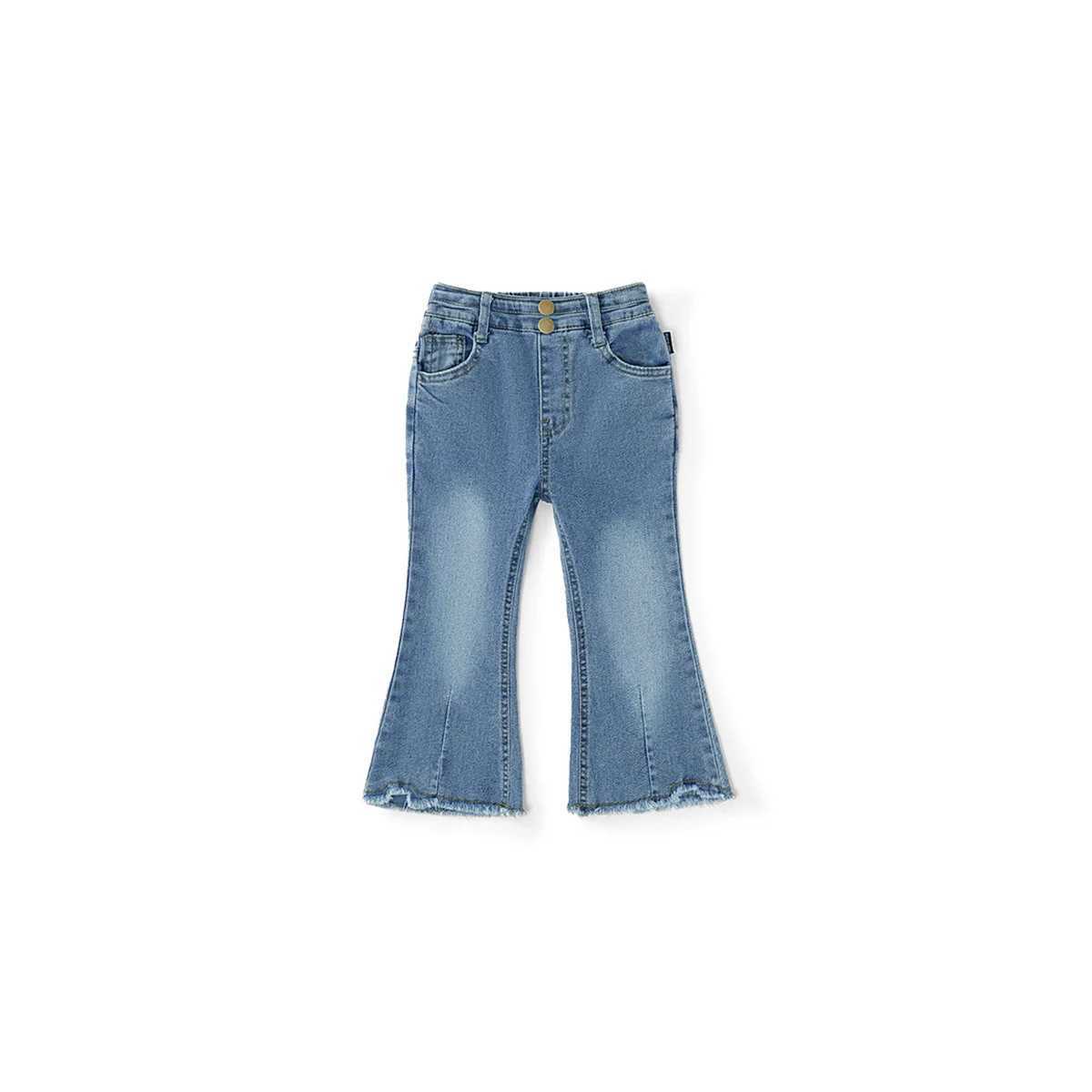 Spring Autumn Young Baby Girl Jeans Cotton Micro-waist Versatile Toddler Kid Girl Flare Pants Children Denim Pants For 1-8Y Girls Z250220