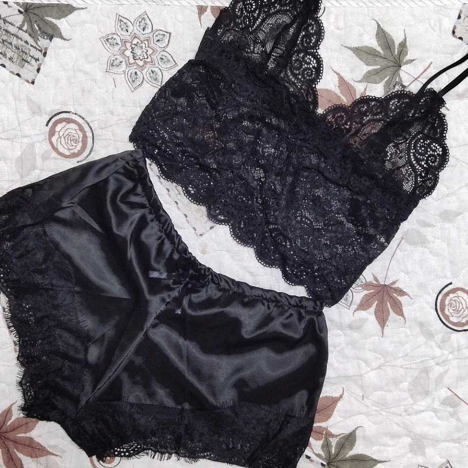 Pajama Sets Sexy Pajamas for Women 2 Pieces Top Shorts Set Spwear Clothes Lace Pajamas Underwear LingerieXJ250220