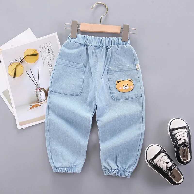 Cute Bear Girls Casual Thin Long Pants Fashion Spring Autumn Children Jeans Kids Trousers Denim Clothing 1 2 3 4 5 Years Z250220