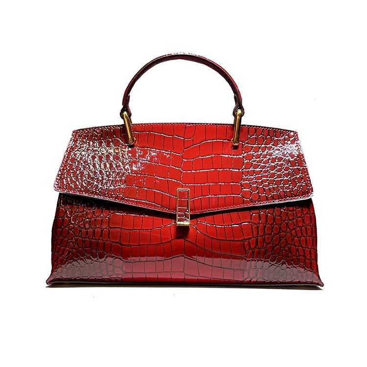 Luxury Fashion Leather Women Handbags Crocodile Pattern Lady Shoulder Messenger Red Bag New Large Capacity Portable Shell Bags Z250220