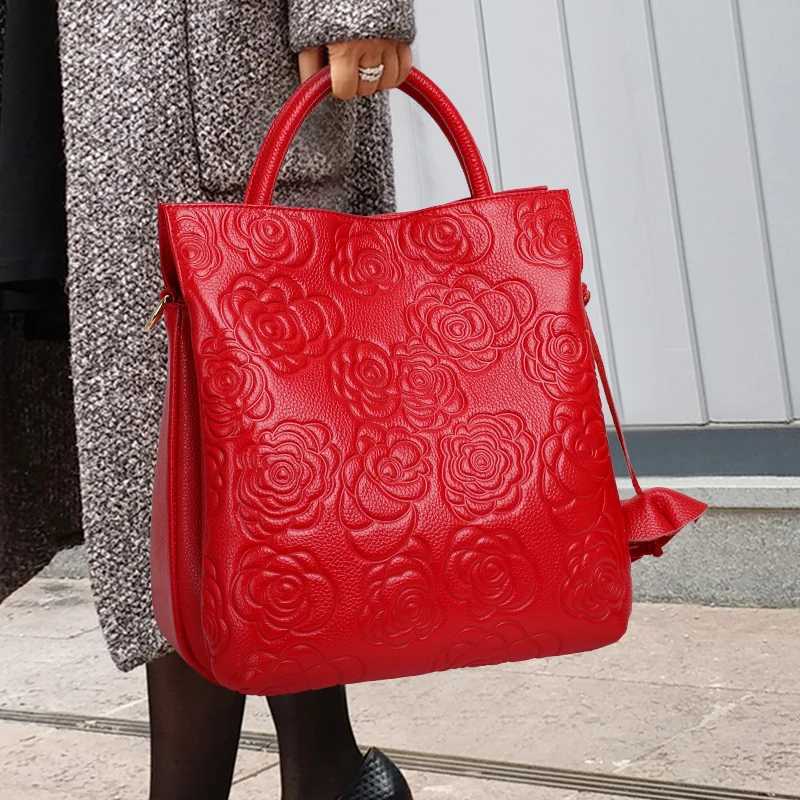 Aidrani 2024 womens fashion genuine leather baglarge capacity flower patterned luxury brand cowhide bag Z250220
