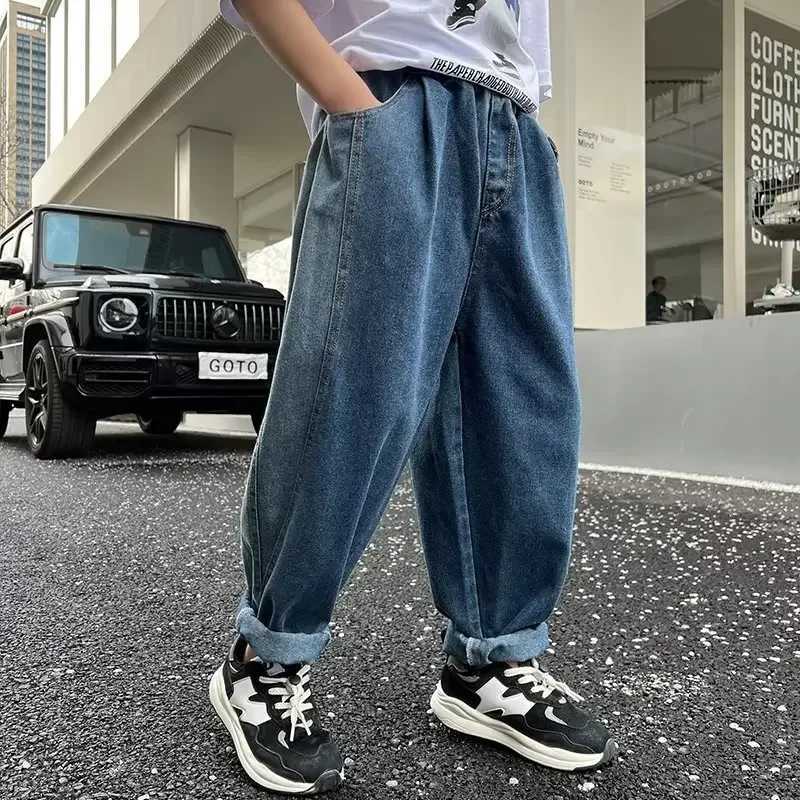 Big Boy Jeans For Children Childrens Clothing 10 12 Years Kids Trousers Boys Pants Boys Child Baggy Summer Clothes Teenager Z250220