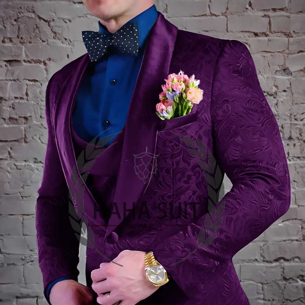 Mens Suit Jacquard Wedding Groom Suits Best Man Dinner Engagement Tuxedo Tailored Clothing X250220