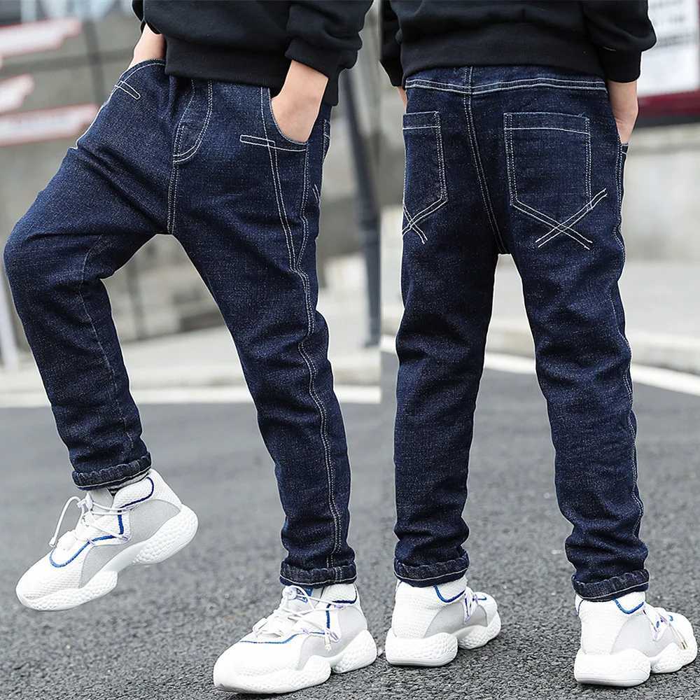 Spring and Autumn Boys Jeans Teenage Kids Pants Childrens Fashion High Elastic Denim Trousers Slim with Pants 4 6 8 10 12Years Z250220