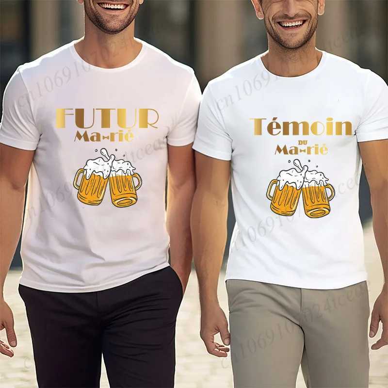 French Beer Graphic Wedding Tops Evg Team Future Groom Man Oversized Clothing Best Man Tees Boyfriend Bachelor Party T-shirt W250220
