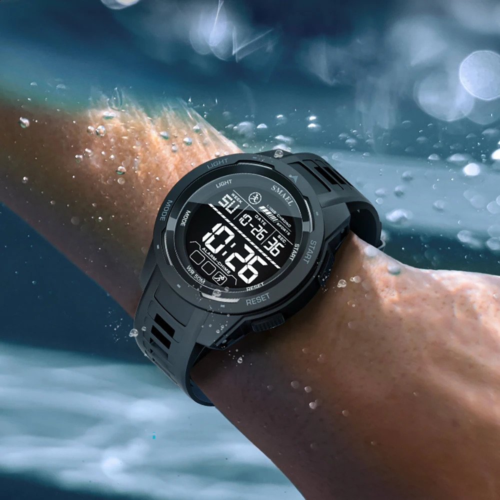 SMAEL Digital Watches Sports LED Wristwatches Mens 50m Waterproof Sport Watch Digital Light Stopwatch 8105 Military Watch Men 250217