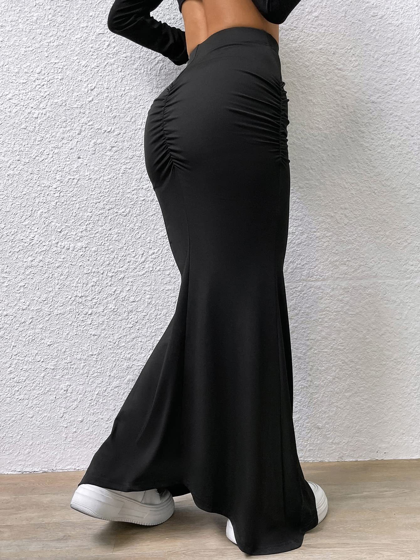 F9175 Foreign trade women's clothing independent station 2023 ladies new half-length skirt knitted solid color fishtail skirt long skirt
