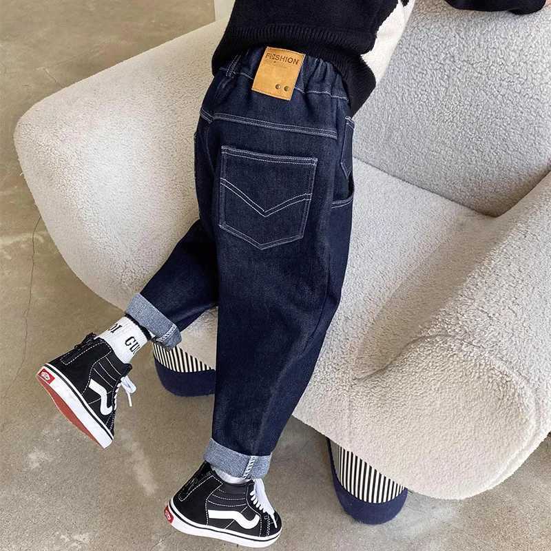 Boys Elastic Waist Jogger Jeans 2024 Spring Autumn New Straight Denim Pants Big Kids Casual Clothes 4 6 8 10 12 14Years Z250220