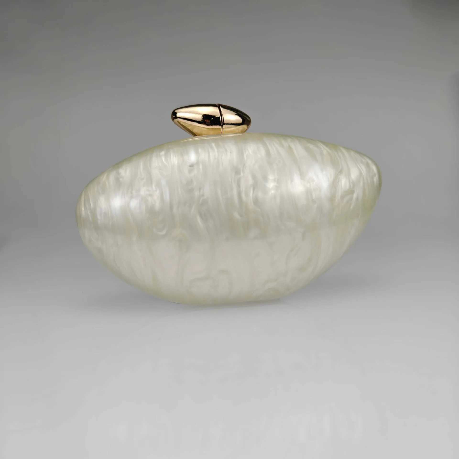 Shell Brand Pearl Brown Marble Acrylic Box Clutches Evening Bag Wedding Party Female Mini Purse Evening Female Bridal Handbag Z250220