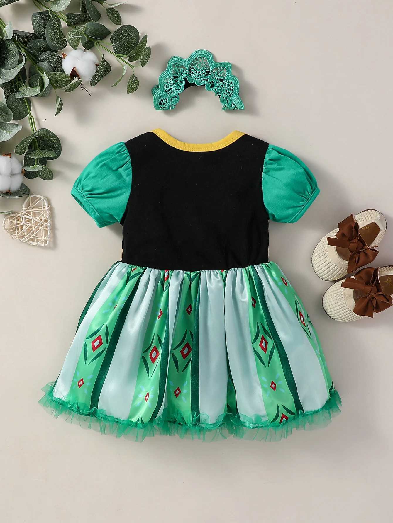 Baby Girls Fall Short Sleeve Print Floral Fashion Princess Dress For Vacation Outdoor 3-18M Clothing Wear X250220