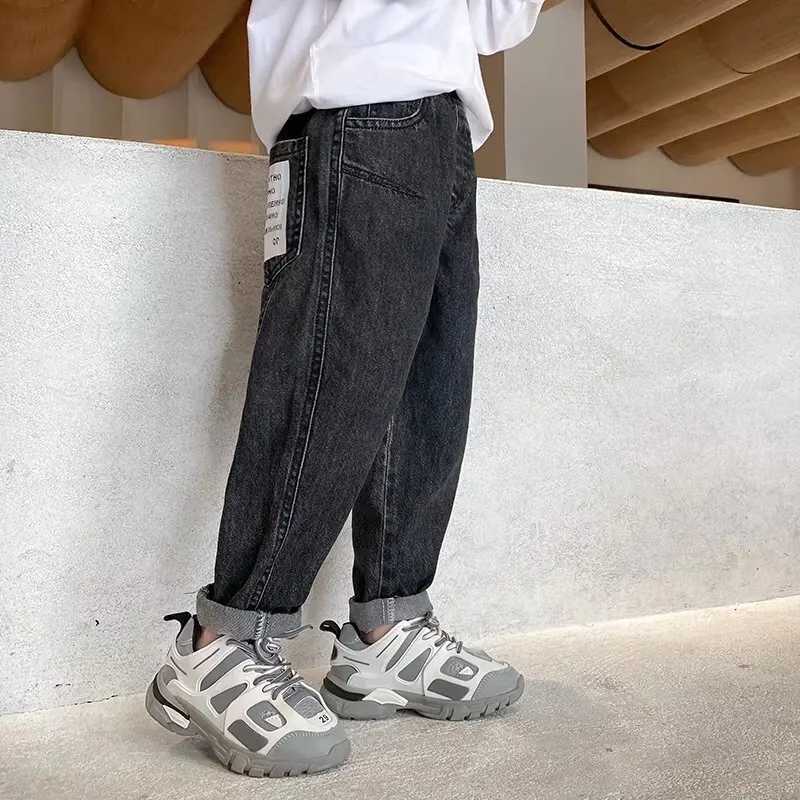 New Boys Girls Cool Jeans Spring And Autumn Trousers Korea Sle Concise Casual Loose Pants Childrens Clothing Summer Pants Z250220