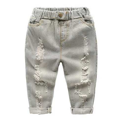 Boys girl hole Jeans pants Excellent than cotton New casual children Trousers baby toddler Comfortable kids clothes Children Z250220