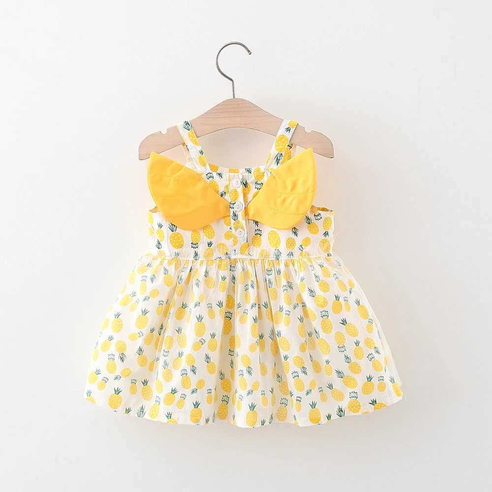 Baby Girl Dress Summer Pineapple Printed Back Wings Girls Dress Cute Girls Mesh Beach Dresses X250220