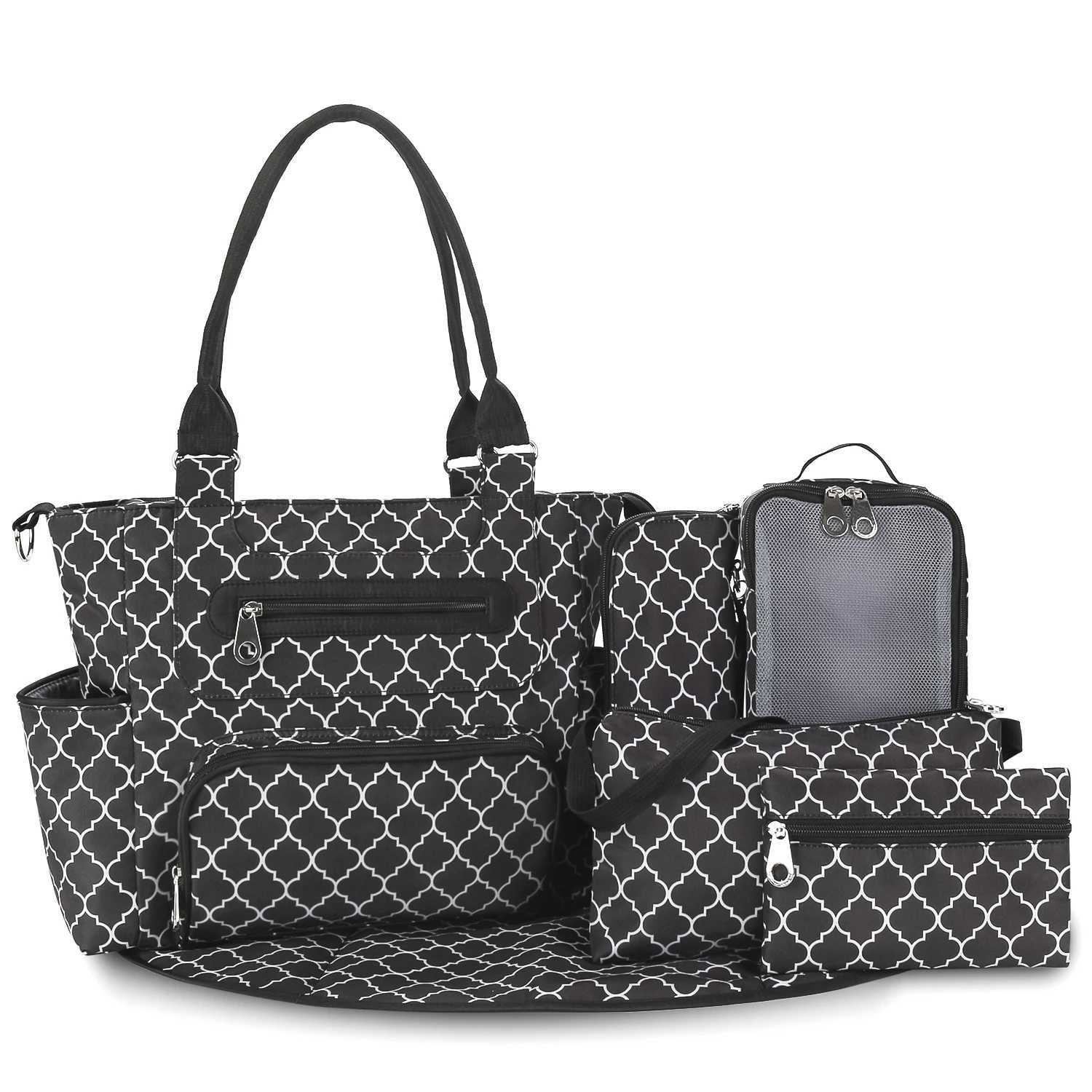 Diaper Bag 7 pieces set nappy tote bag large capacity for baby mom dad Travel Bag Newborn Nappy Bag with Changing Pad X250220