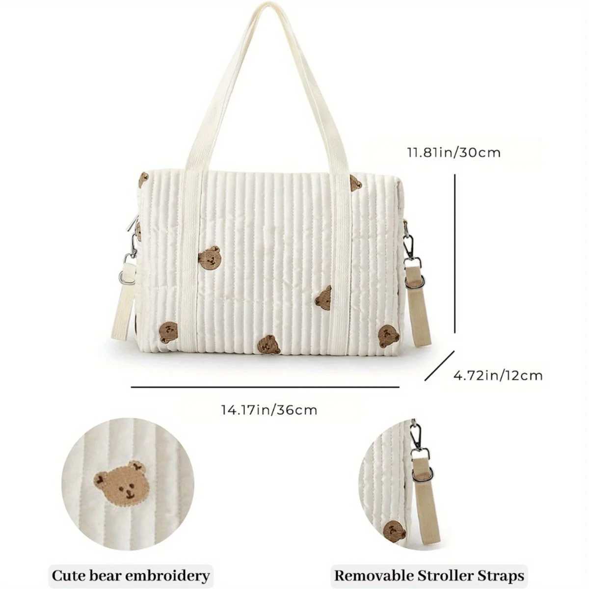 Multi-functional Embroidery Quilted Mommy Bag Diaper Bag Thickened Stroller Hanging Bag Lightweight Durable Boston Mommy Bag X250220