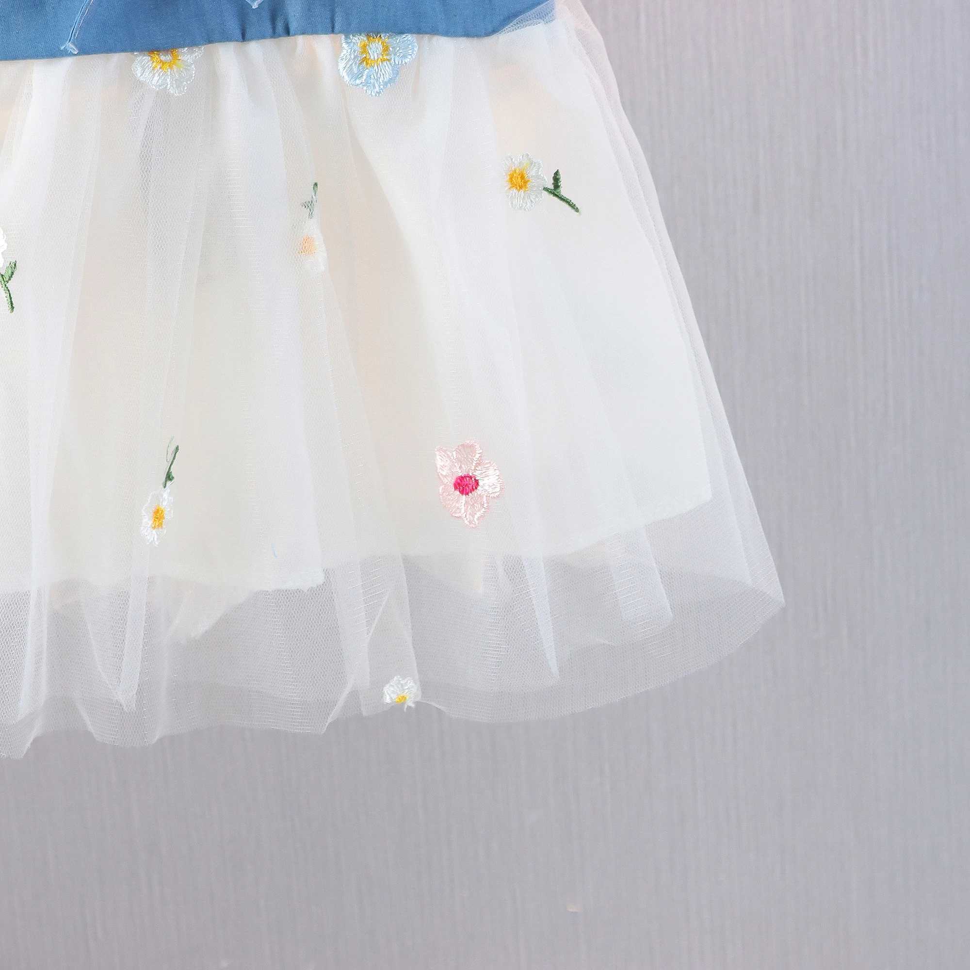 Summer New Girls Dress Sweet Princess Dress+Hat Mesh Pleats Birthday Party Dress (2-3 years old) X250220