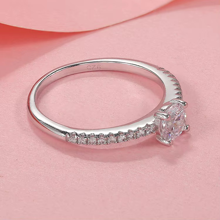 Sterg Sier Vintage Gemstone CZ Dia Engagement Wedding Ring Women