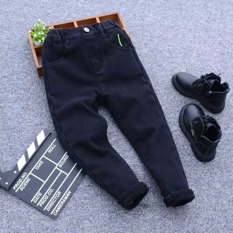1-11 Yrs Boys Unisex Plus Fleece Winter Pants for Kids Baby Thickening Warm Soft for Boy Children Stretch Fleece Jeans Pants Z250220