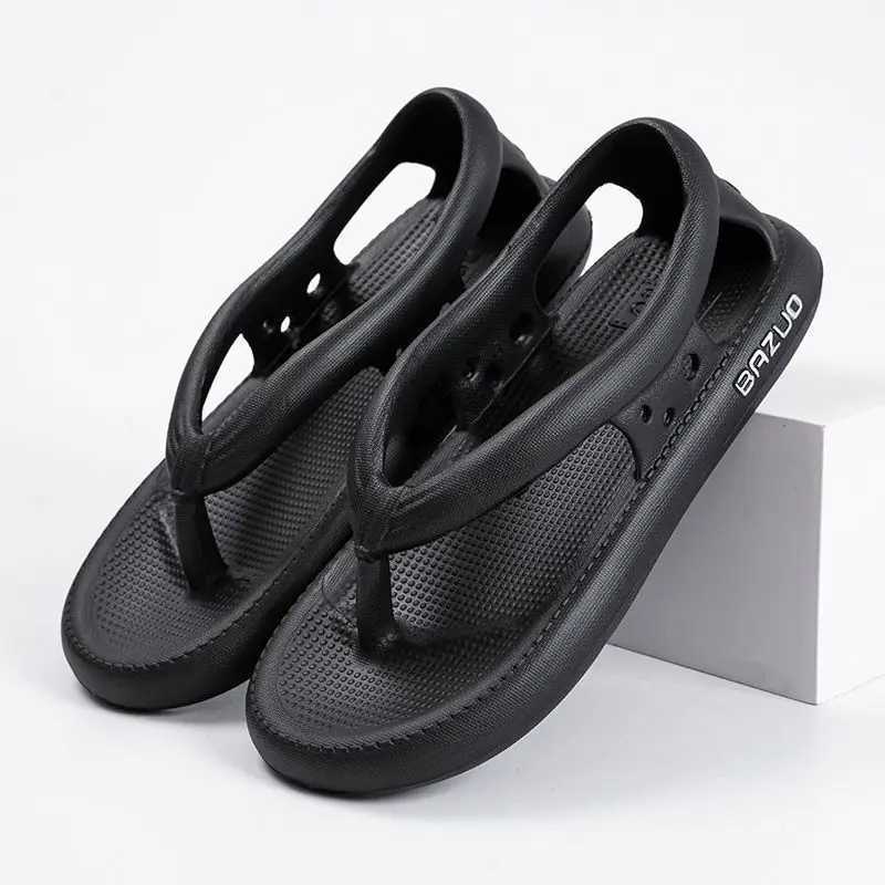 New Arrival Mens Non-slip Flip Flops Hollow Out Slippers Thick Platform Women Shoes Summer Outdoor House Couples Bathroom Soft Slippers Flats T250220