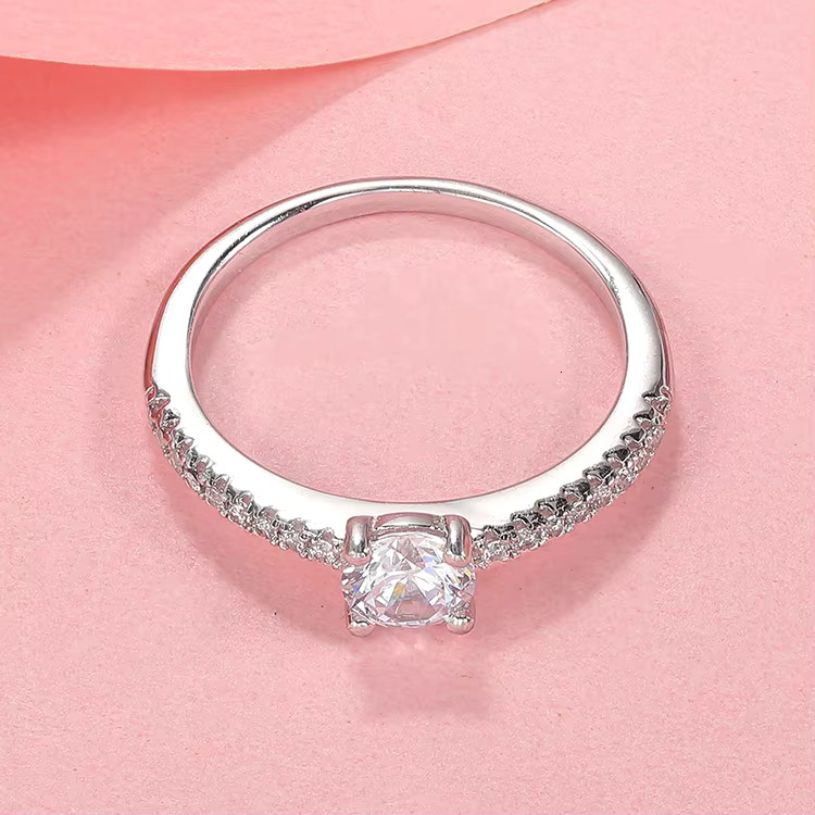 Sterg Sier Vintage Gemstone CZ Dia Engagement Wedding Ring Women