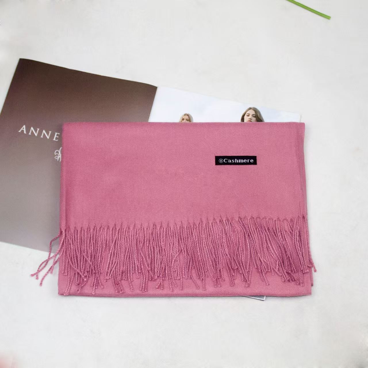T151 autumn and winter cashmere scarf women's solid color wool thick long scarf no pilling tassel shawl