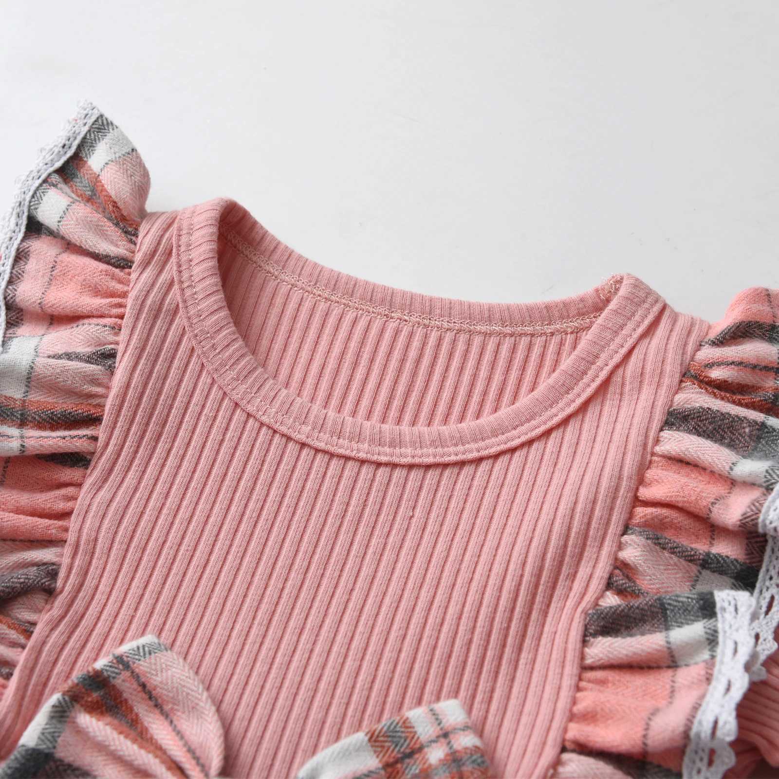 0-24Months Toddlers Baby Girls Princess Dress Clothes New Plaid Knit Long Sleeve Dresses Come with Bow Headband Outfits X250220