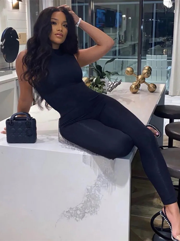 Nail Pencil Jumpsuit Women Full Seasons Casual Fitness Sporty Playsuit Sleeveless Slim Activewear All In One Jumpsuit Clothing 250220