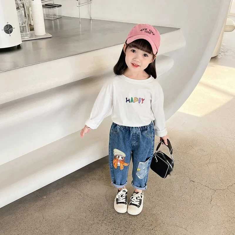 Autumn Toddler Kids Denim Pants for Girls Cute Velvet Warm Jeans Baby Soft Strentch Jeans fits 2-10 Year Kids Trousers 8 Z250220