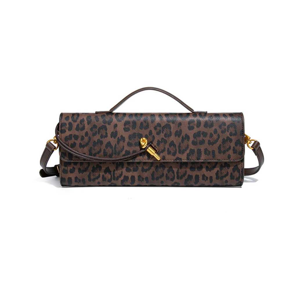 New Womens Fashion Leopard Pattern Handheld Banquet Bag Womens Square Cross Bag Neutral Horizontal Pin Small Organ Bag Z250220
