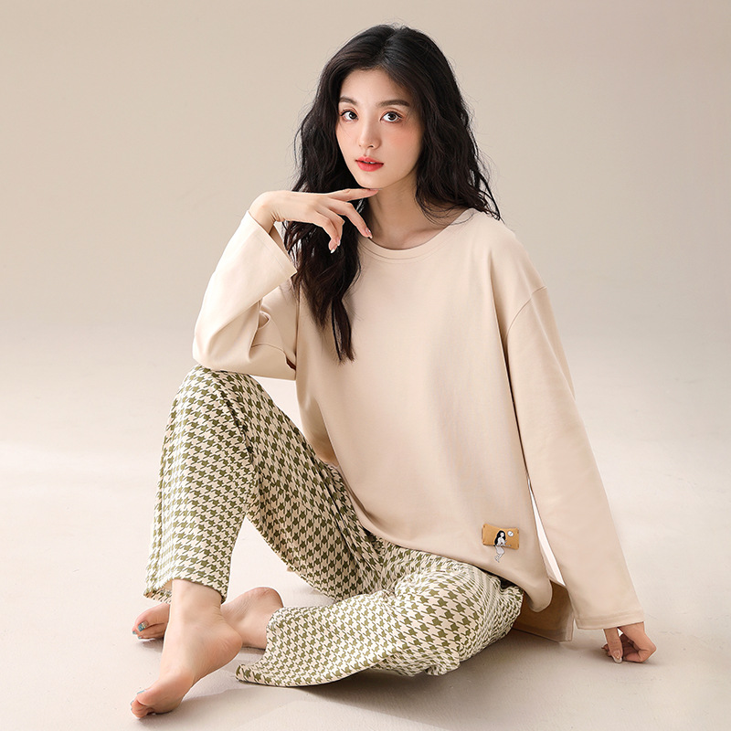 B710-Pajamas for women, spring and autumn style, pure cotton long sleeves, women's autumn new style, sweet thin style, casual home wear suit