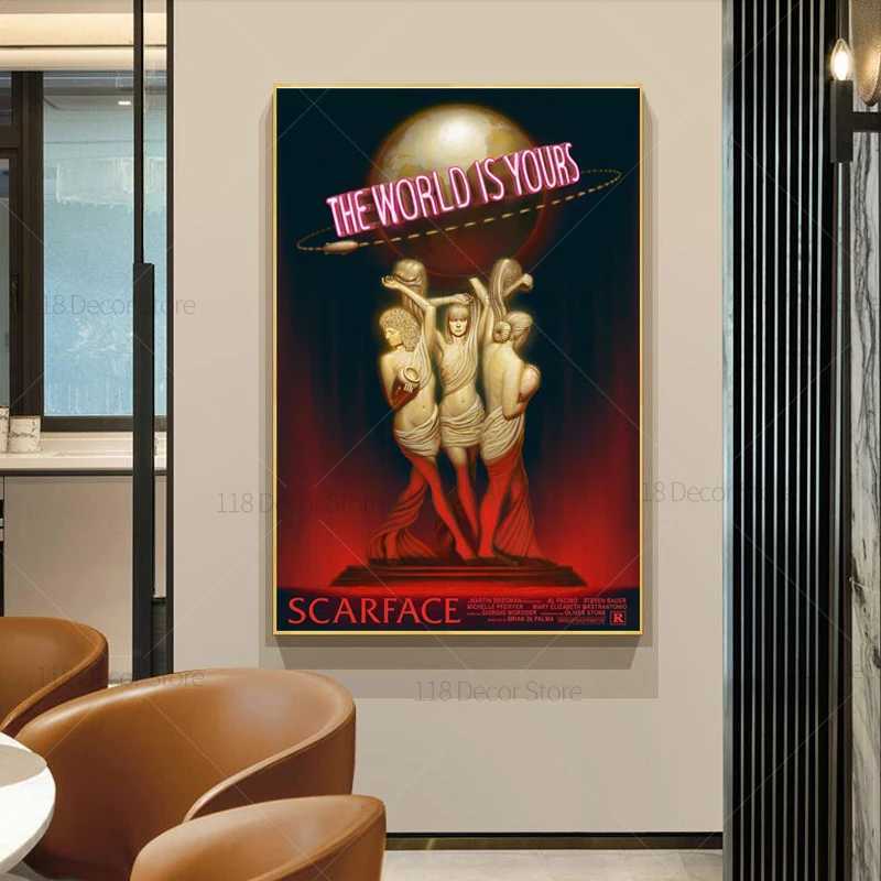 The World Is Yours Scarface Retro Trippy PSYCHEDELIC Oil Painting Posters And Prints On Canvas Wall Art Picture For Living RoomT250221