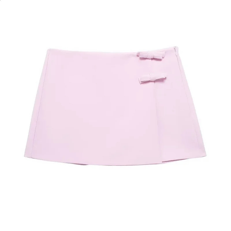 TRAF Bow Two Piece Set Backless Halter Women Top And Mid Waist Lady Skirt In 2024 Summer Fashion Casual Office Lady Set 250219