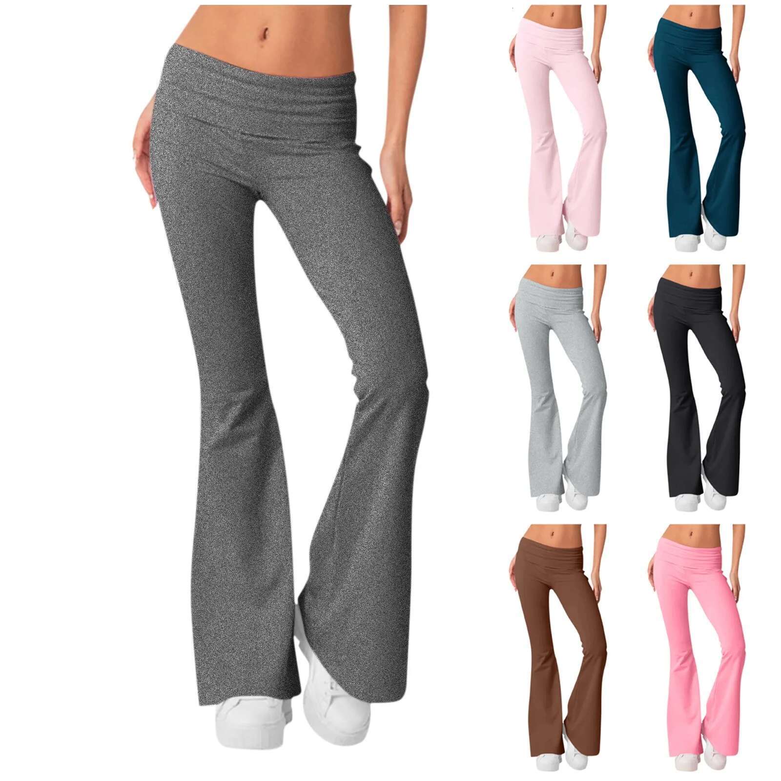 Women Flare Leggings High Waist Wide Leg Yoga Pants Seamless Fiess Workout Tights Gym Sports Trousers Casual Slimming Clothing