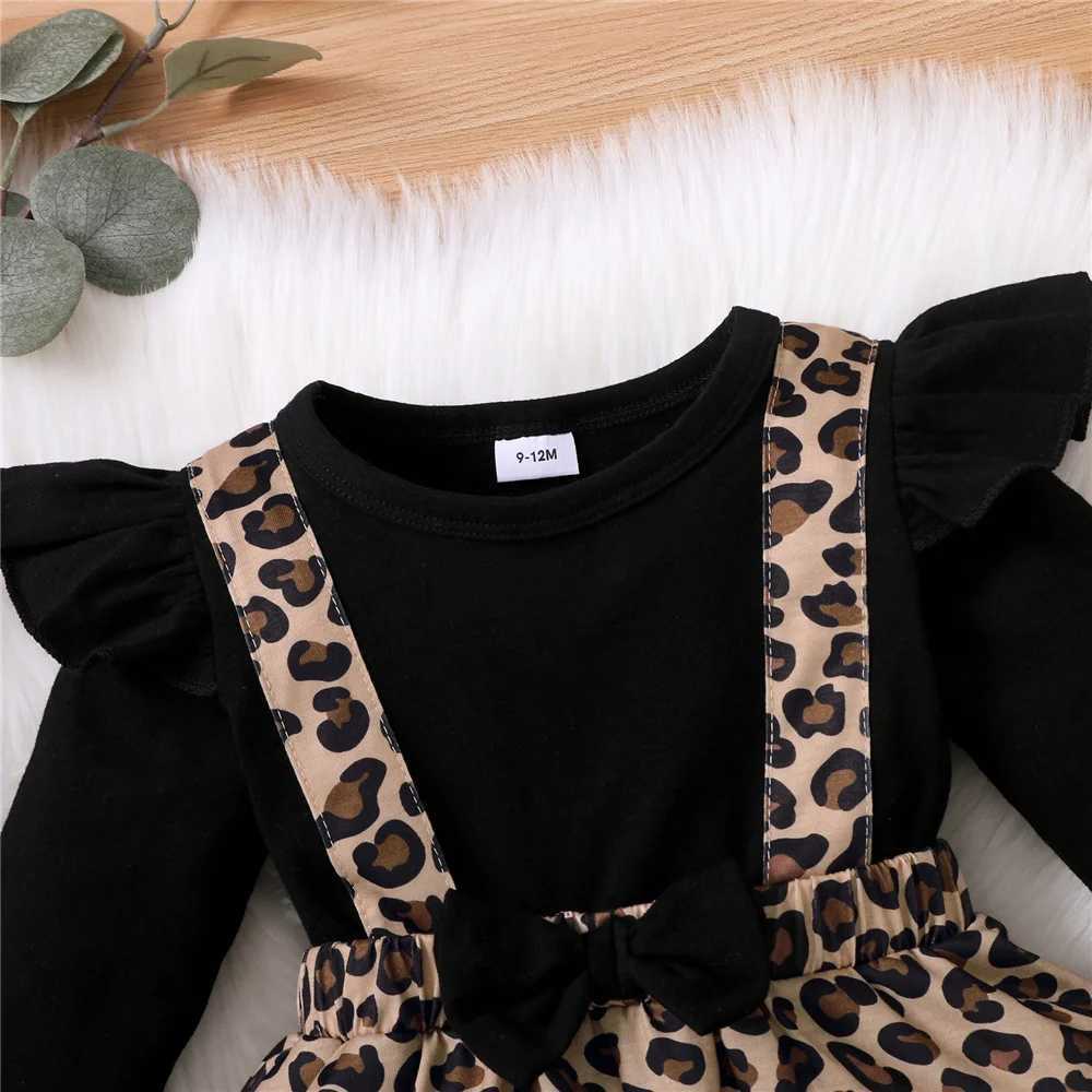 Newborn Baby Girl Romper Dress Long Sleeve Leopard Dresses with Bow Spring Autumn Onesie Clothes for Infant Girl 0-18 Months X250220